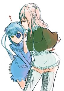 Rating: Safe Score: 0 Tags: 2girls barasuishou blue_hair boots capelet cross-laced_footwear dress eyepatch flower hair_flower hair_ornament image kirakishou long_hair multiple_girls pair pink_hair thighhighs twintails User: admin