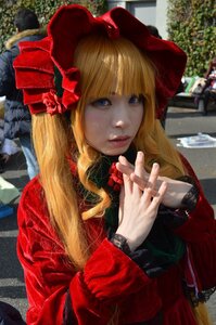 Rating: Safe Score: 0 Tags: 1girl bangs blonde_hair blue_eyes bow dress flower lace lips long_hair looking_at_viewer photo realistic shinku solo upper_body User: admin