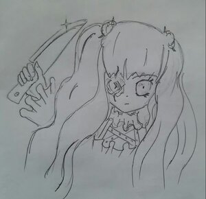 Rating: Safe Score: 0 Tags: 1girl hair_ornament holding image kirakishou long_hair monochrome photo solo traditional_media upper_body User: admin