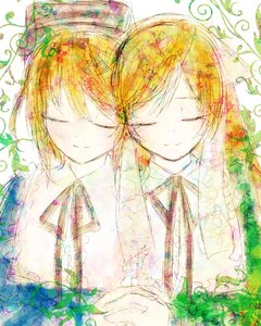 Rating: Safe Score: 0 Tags: 1boy blonde_hair brother_and_sister brown_hair closed_eyes holding_hands image maribel_hearn necktie pair short_hair siblings sisters smile souseiseki suiseiseki twins User: admin