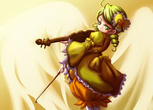 Rating: Safe Score: 0 Tags: 1girl ahoge blonde_hair bloomers dress drill_hair green_eyes green_hair hat image instrument kanaria long_sleeves solo violin User: admin