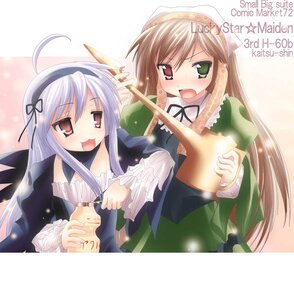 Rating: Safe Score: 0 Tags: 2girls :3 :d :o ahoge angry bangs black_wings blush bottle brown_hair circle_name copyright_name cowboy_shot detached_collar dress flat_chest frills gothic_lolita gradient gradient_background green_dress green_eyes grey_hair hairband happy hat head_scarf heterochromia holding image lace lactic_acid_bacteria light_particles lolita_fashion long_hair long_sleeves looking_at_another looking_at_viewer lucky_star multiple_girls namamo_nanase open_mouth pair parody parted_bangs photoshop_(medium) pink_eyes puffy_sleeves red_eyes ribbon rozen_maiden sidelocks silver_hair smile style_parody suigintou suiseiseki upper_body v-shaped_eyebrows very_long_hair watering_can wings yakult User: admin