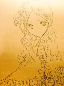 Rating: Safe Score: 0 Tags: 1girl bangs bow closed_mouth dress expressionless flower hair_ornament image kanaria looking_at_viewer monochrome puffy_short_sleeves puffy_sleeves short_sleeves solo traditional_media User: admin