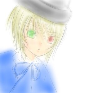 Rating: Safe Score: 0 Tags: 1girl auto_tagged blonde_hair blush closed_mouth green_eyes hat image looking_at_viewer red_eyes ribbon short_hair simple_background solo souseiseki upper_body User: admin
