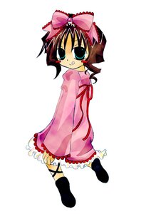 Rating: Safe Score: 0 Tags: 1girl :p :q bow brown_hair costume_switch dress full_body hair_bow image long_sleeves looking_at_viewer looking_back pink_bow pink_dress ribbon short_hair simple_background solo tongue tongue_out white_background User: admin