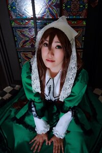Rating: Safe Score: 0 Tags: 1girl argyle argyle_background argyle_legwear blue_eyes brown_hair checkered checkered_background checkered_floor dress green_dress hat lips long_hair perspective sitting solo suiseiseki tile_floor tiles User: admin