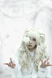 Rating: Safe Score: 0 Tags: 1girl bangs blurry depth_of_field dress feathers flower kirakishou lace lips long_hair long_sleeves looking_at_viewer solo upper_body white_dress white_hair white_theme User: admin