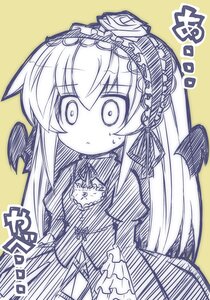Rating: Safe Score: 0 Tags: 1girl :< bad_id bad_pixiv_id bangs blue_theme blush chibi closed_mouth dress eyebrows_visible_through_hair frills hair_between_eyes hairband image lolita_hairband long_hair long_sleeves monochrome ribbon rikumaru rozen_maiden simple_background solo suigintou sweat very_long_hair wide_sleeves wings yellow_background User: admin