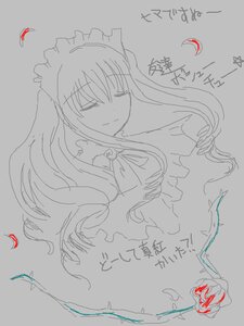 Rating: Safe Score: 0 Tags: 1girl blush closed_eyes dress image long_hair long_sleeves maid maid_headdress shinku simple_background sketch smile solo traditional_media User: admin