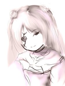 Rating: Safe Score: 0 Tags: 1girl bangs closed_mouth hair_ornament image kirakishou long_hair looking_at_viewer monochrome simple_background sketch smile solo striped upper_body white_background User: admin
