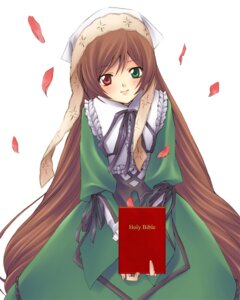 Rating: Safe Score: 0 Tags: 1girl bad_id bad_pixiv_id bangs blush brown_hair dress frills green_dress green_eyes head_scarf heterochromia hijiki_(hijikini) image long_hair long_sleeves looking_at_viewer petals red_eyes rozen_maiden simple_background smile solo suiseiseki very_long_hair white_background User: admin