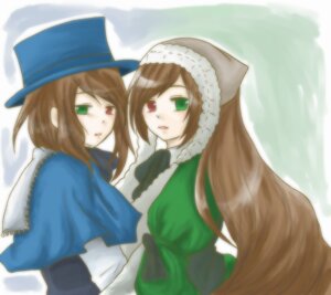 Rating: Safe Score: 0 Tags: 2girls blue_dress brown_hair collar dress green_dress green_eyes hat head_scarf heterochromia image long_hair long_sleeves looking_at_viewer multiple_girls open_mouth pair red_eyes short_hair siblings sisters souseiseki suiseiseki twins very_long_hair User: admin