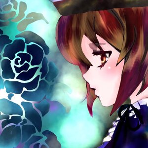 Rating: Safe Score: 0 Tags: 1girl bangs blue_fire brown_eyes brown_hair face from_side hariruri image multicolored_hair portrait profile short_hair smoking solo souseiseki water User: admin