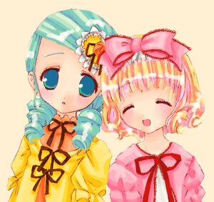Rating: Safe Score: 0 Tags: 2girls :d :o blonde_hair blue_eyes blush bow closed_eyes curly_hair dress drill_hair green_hair hair_bow hina_ichigo hinaichigo image kanaria long_hair long_sleeves multiple_girls neck_ribbon open_mouth pair pink_bow puffy_sleeves ribbon ribbon_choker simple_background sisters smile twin_drills upper_body yellow_background yellow_dress User: admin