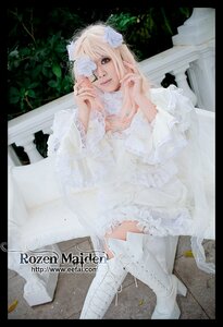 Rating: Safe Score: 0 Tags: 1girl blonde_hair blue_eyes boots dress eyepatch flower hair_ornament kirakishou letterboxed long_hair sitting solo thighhighs white_dress white_footwear User: admin