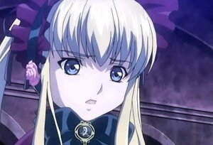 Rating: Safe Score: 0 Tags: 1girl bangs blonde_hair blue_eyes bow brooch gem image long_hair looking_at_viewer rose shinku solo User: admin