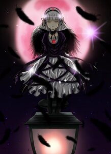 Rating: Safe Score: 0 Tags: 1girl black_wings closed_eyes dress feathers flower frills hairband image long_hair long_sleeves silver_hair sky sleeping solo star_(sky) suigintou wings User: admin