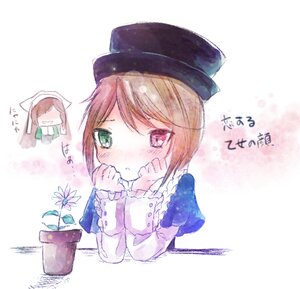 Rating: Safe Score: 0 Tags: 1girl blush brown_hair flower green_eyes hat image long_sleeves short_hair solo souseiseki suiseiseki User: admin