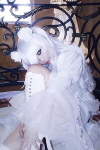 Rating: Safe Score: 0 Tags: 1girl auto_tagged blue_eyes hair_over_one_eye kirakishou lips long_hair looking_at_viewer sitting solo white_hair User: admin