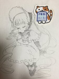 Rating: Safe Score: 0 Tags: 1girl bonnet bow closed_eyes dress frills full_body greyscale image long_hair long_sleeves monochrome photo shinku shoes smile solo traditional_media very_long_hair User: admin