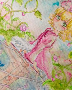 Rating: Safe Score: 0 Tags: 1girl acrylic_paint_(medium) blonde_hair colored_pencil_(medium) flower graphite_(medium) green_eyes hinaichigo image leaf looking_at_viewer marker_(medium) millipen_(medium) pastel_(medium) pink_flower shikishi short_hair smile solo traditional_media watercolor_(medium) watercolor_pencil_(medium) User: admin