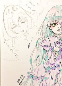 Rating: Safe Score: 0 Tags: 1girl artist_name barasuishou blush dress flower frilled_sleeves frills image long_hair long_sleeves solo traditional_media User: admin
