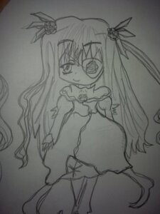 Rating: Safe Score: 0 Tags: 1girl auto_tagged barasuishou bare_shoulders dress gloves greyscale image long_hair looking_at_viewer monochrome simple_background solo User: admin