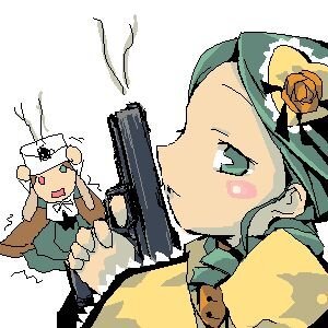 Rating: Safe Score: 0 Tags: 2girls green_eyes green_hair hat image kanaria komeiji_koishi multiple_girls oekaki pixel_art short_hair solo suiseiseki User: admin