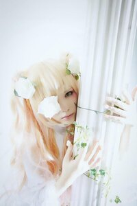Rating: Safe Score: 0 Tags: 1girl bangs blonde_hair curtains eyepatch flower kirakishou lace lips long_hair rose solo striped User: admin