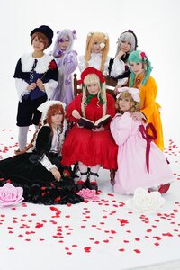 Rating: Safe Score: 0 Tags: 6+girls blonde_hair blue_eyes bow brown_hair dress flower gloves green_hair hair_ornament hat long_hair long_sleeves looking_at_viewer multiple_boys multiple_cosplay multiple_girls petals rose short_hair smile tagme User: admin
