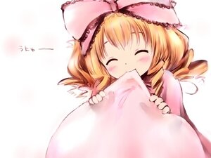 Rating: Safe Score: 0 Tags: 1girl ^_^ biting blonde_hair blush bow closed_eyes drill_hair hair_bow hat hina_ichigo hinaichigo image kashmir long_sleeves orange_hair pillow pillow_hug pink_bow rozen_maiden short_hair simple_background smile solo striped unyu vertical_stripes white_background User: admin