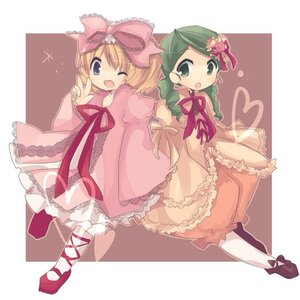 Rating: Safe Score: 0 Tags: 2girls blonde_hair bloomers blue_eyes bow dress flower frills green_eyes green_hair hair_bow heart hina_ichigo hinaichigo image kanaria long_hair long_sleeves multiple_girls one_eye_closed open_mouth pair pantyhose pink_bow pink_dress ribbon shoes short_hair smile underwear User: admin