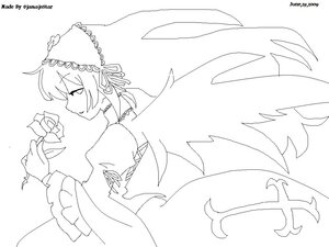 Rating: Safe Score: 0 Tags: 1girl artist_name breasts dress flower greyscale holding holding_flower image juliet_sleeves long_sleeves monochrome puffy_sleeves short_hair solo striped suigintou wide_sleeves User: admin