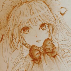 Rating: Safe Score: 0 Tags: 1girl close-up earrings graphite_(medium) hair_ribbon image long_hair looking_at_viewer maid_headdress monochrome ribbon shinku solo traditional_media User: admin