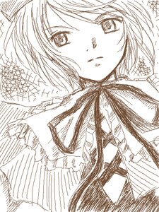 Rating: Safe Score: 0 Tags: 1girl animal_ears blush greyscale hat image looking_at_viewer monochrome solo souseiseki upper_body User: admin
