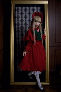 Rating: Safe Score: 0 Tags: 1girl bangs black_footwear blonde_hair bloomers blue_eyes bonnet bow curtains dress flower full_body long_hair long_sleeves looking_at_viewer mary_janes pantyhose red_dress rose shinku shoes solo standing underwear white_legwear User: admin
