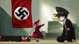 Rating: Safe Score: 0 Tags: 1boy 1girl black_hair clothes_writing dress hat image long_hair road_sign shinku sign solo User: admin