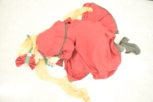 Rating: Safe Score: 0 Tags: 1girl bag blonde_hair boots bow dress full_body hair_ribbon long_hair long_sleeves ribbon shinku solo squatting striped User: admin