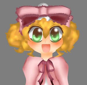 Rating: Safe Score: 0 Tags: 1girl :d black_background blonde_hair blush green_eyes hat hinaichigo image looking_at_viewer open_mouth pink_dress short_hair smile solo transparent_background User: admin