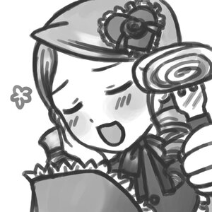 Rating: Safe Score: 0 Tags: 1girl blush closed_eyes greyscale image kanaria monochrome nose_blush open_mouth ribbon rose smile solo striped vertical_stripes white_background User: admin