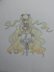 Rating: Safe Score: 0 Tags: 1girl blonde_hair boots dress full_body gradient_hair image kirakishou long_hair solo traditional_media very_long_hair User: admin