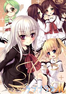 Rating: Safe Score: 0 Tags: 5girls blonde_hair blue_eyes blush brown_hair doujinshi doujinshi_#85 glasses green_eyes green_hair image long_hair long_sleeves multiple multiple_girls purple_eyes school_uniform serafuku short_hair smile twintails User: admin