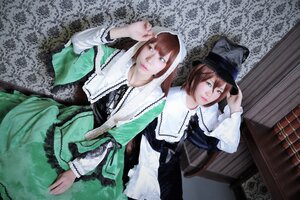 Rating: Safe Score: 0 Tags: 2girls blue_eyes brown_hair dress frills green_dress hat lips long_sleeves multiple_cosplay multiple_girls short_hair siblings sisters souseiseki tagme twins User: admin