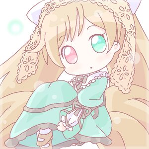 Rating: Safe Score: 0 Tags: 1girl :o bangs blue_dress chibi dress green_dress green_eyes image long_hair long_sleeves pantyhose ribbon solo suiseiseki very_long_hair User: admin