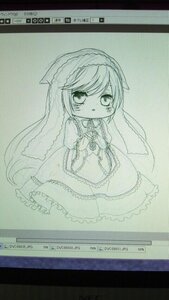 Rating: Safe Score: 0 Tags: 1girl blush chibi dress eyebrows_visible_through_hair image long_hair long_sleeves looking_at_viewer monochrome rain solo standing suiseiseki traditional_media very_long_hair User: admin
