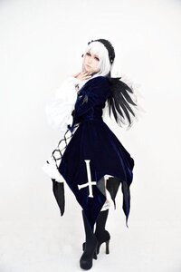 Rating: Safe Score: 0 Tags: 1girl black_dress boots closed_mouth dress frills full_body hairband high_heel_boots high_heels long_hair long_sleeves profile simple_background solo standing suigintou white_hair User: admin