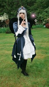 Rating: Safe Score: 0 Tags: 1girl bangs dress fingernails full_body grass long_hair long_sleeves nail_polish solo standing suigintou tree wide_sleeves User: admin