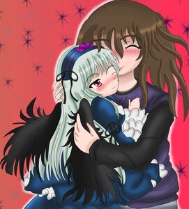 Rating: Safe Score: 0 Tags: 2girls autumn_leaves black_wings blush brown_hair closed_eyes dress frills hairband hug image kiss leaf long_hair maple_leaf multiple_girls one_eye_closed red_eyes smile solo suigintou wings yuri User: admin