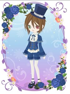 Rating: Safe Score: 0 Tags: 1girl blue_flower blue_rose brown_hair flower green_eyes hat hat_flower heterochromia image long_sleeves pantyhose purple_flower purple_rose red_eyes ribbon rose short_hair solo souseiseki top_hat vertical_stripes User: admin