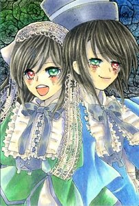 Rating: Safe Score: 0 Tags: 2girls dress frills green_eyes hat heterochromia image long_hair marker_(medium) multiple_girls open_mouth pair red_eyes short_hair siblings sisters smile souseiseki suiseiseki top_hat traditional_media twins watercolor_(medium) User: admin